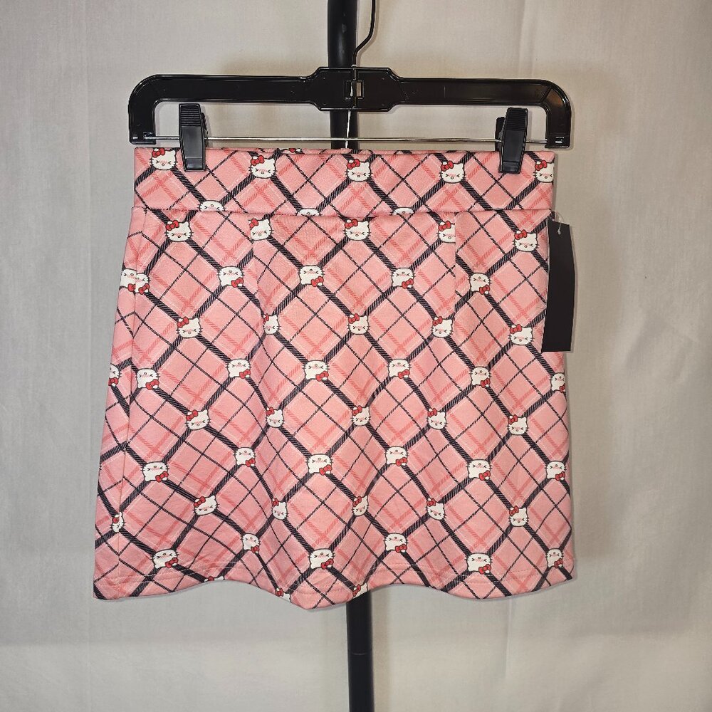 Pink Hello Kitty Anime Style print Plaid Mini Skort